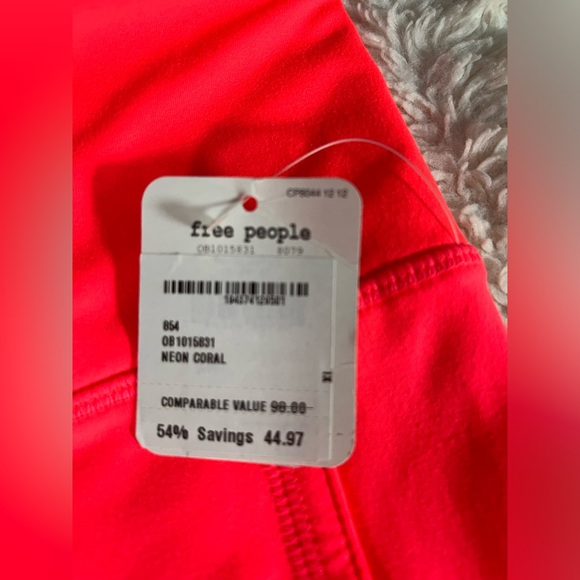 Free People Movement Yoga Pants Neon Coral XL NWT - Picture 4 of 5